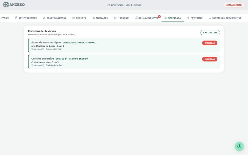 Cartelera admin