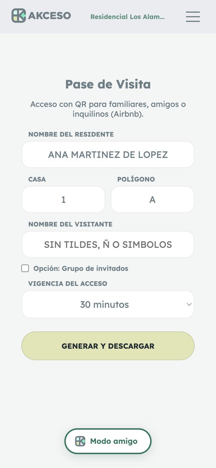Pase de visita